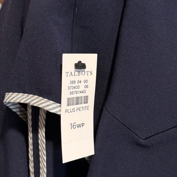 New Talbot Navy Blue Long One Button Blazer Vest Plus Petite 16W Wide Petite6082 - Picture 6 of 9